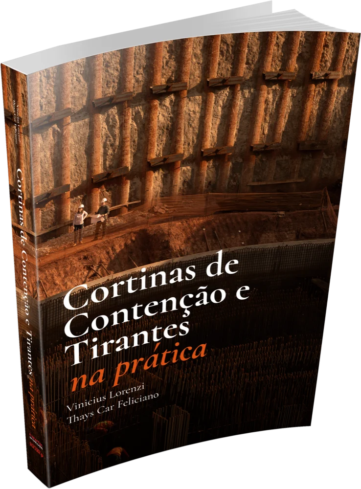Mockup do livro Cortinas de Contenção e Tirantes na Prática